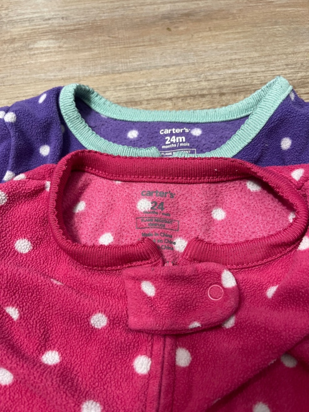 Carter's Polka Dot Footed One-Piece Pajamas - Purple & Pink twin set/set of two - Picture 2 of 6